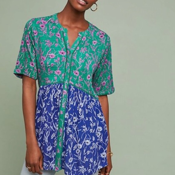 Anthropologie Akemi + Kim Veria Floral Peplum Tunic Top XSP - Picture 4 of 6